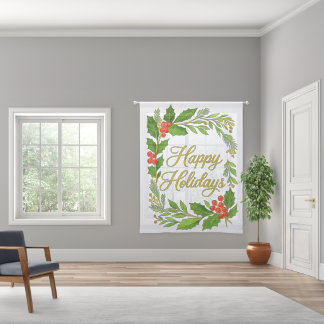 'Happy Holidays' Textured Sheer Curtains