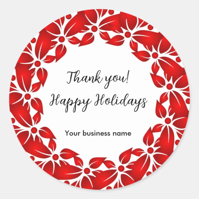 Happy Holidays Thank you Personalized Classic Round Sticker (Front)