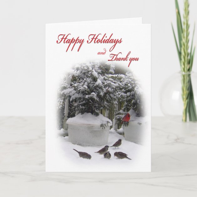 Happy Holidays Thank You With Cardinal Holiday Card