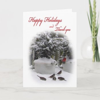 Happy Holidays Thank You With Cardinal Holiday Card by PamJArts at Zazzle