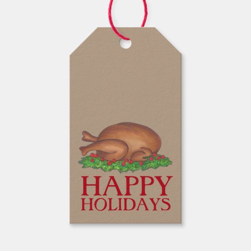 Happy Holidays Thanksgiving Christmas Turkey Day Gift Tags