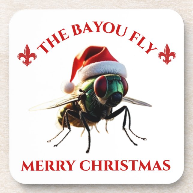 Happy Holidays The Bayou Fly Beverage Coaster (Front)