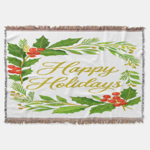 'Happy Holidays' Throw Blanket