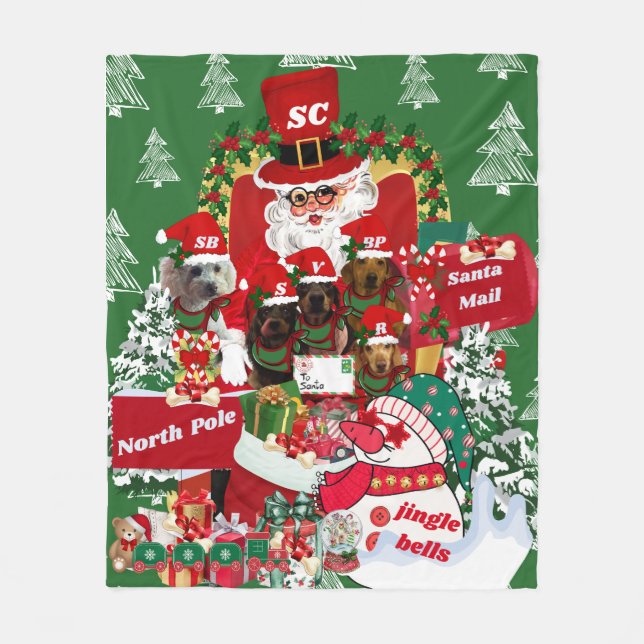 Happy Holidays Throw Fleece Blanket (Front)