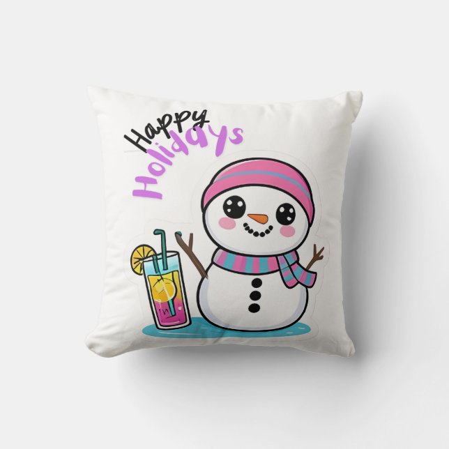 Happy Holidays Throw Pillow (Front)
