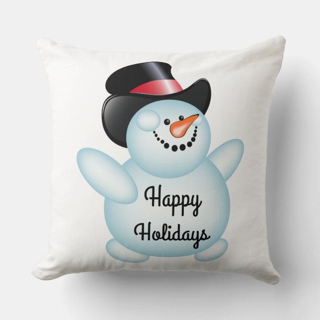 Happy Holidays Throw Pillow/Snowman Pillow (Front)