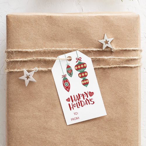 Happy Holidays TOFROM Ornament Gift Tag