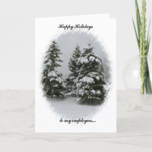 Happy Holidays to my Employees_Trees in the Snow Holiday Card