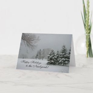 Happy Holidays to the Newlyweds!-Winter Landscape Holiday Card