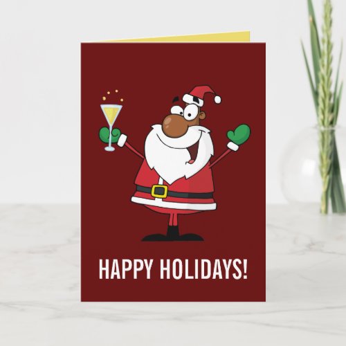 Happy Holidays Toast from Black Santa Holiday Card