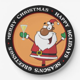 Happy Holidays Toast from Black Santa Paper Plates
