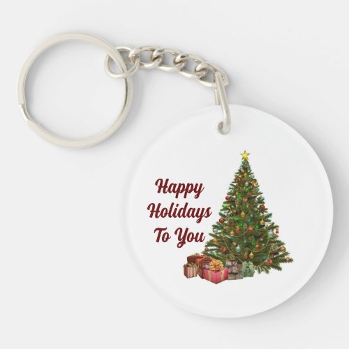 Happy Holidays Tree Acrylic Keychain