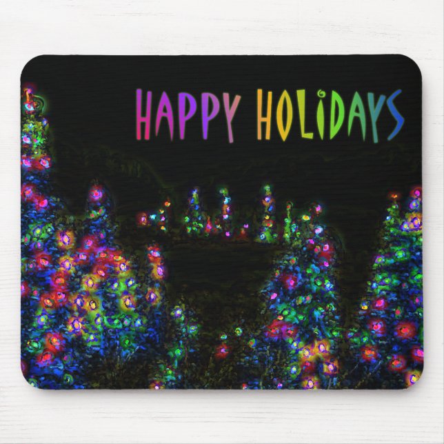 Happy Holidays Tree Lights Mousepad (Front)