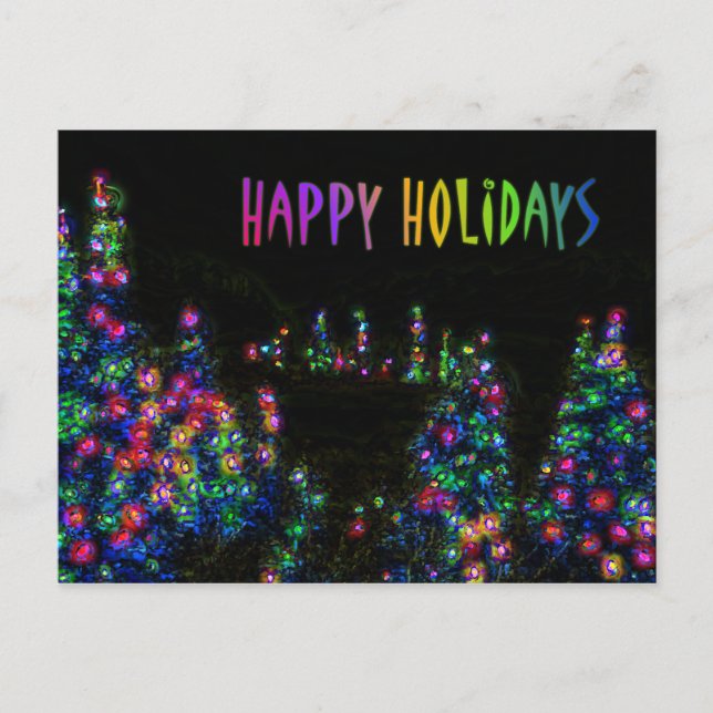 Happy Holidays Tree Lights Postcard (Front)