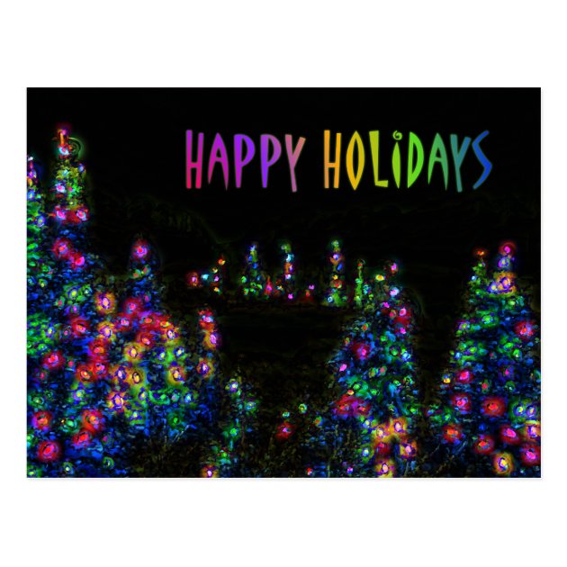 Happy Holidays Tree Lights Postcard