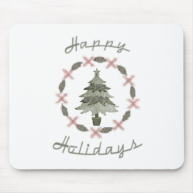 Happy Holidays Tree Mouse Pad (Front)