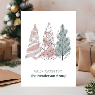 Happy Holidays Trees Business Company QR Code Postcard