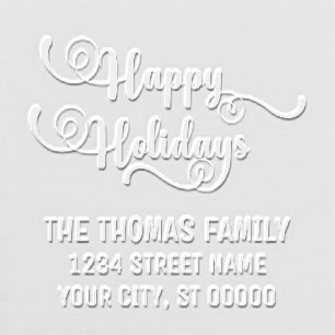 Happy Holidays Typography #10 Name Return Address Embosser