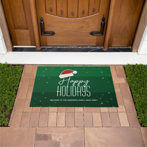 Happy Holidays Typography Christmas Party Welcome Doormat