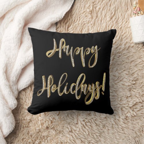 Happy Holidays Typography Elegant Script Throw Pillow