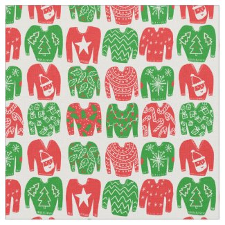 Happy Holidays Ugly Christmas Sweater Pattern Fabric