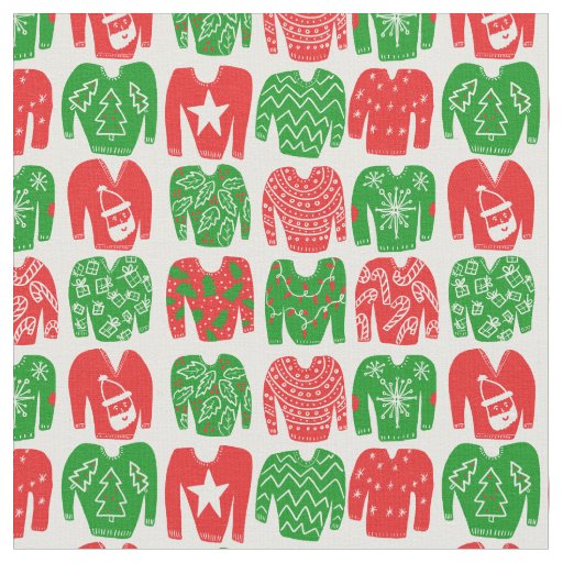 Happy Holidays Ugly Christmas Sweater Pattern Fabric