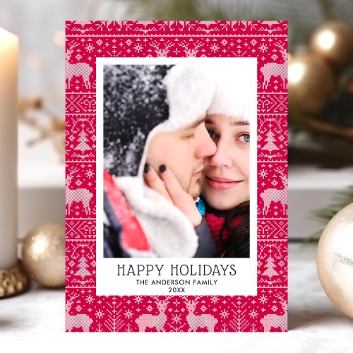 Happy Holidays Ugly Christmas Sweater Photo Card