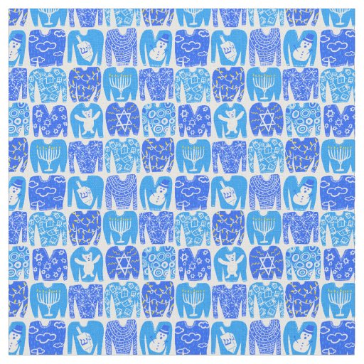 Happy Holidays Ugly Hannukah Sweater Pattern Fabric