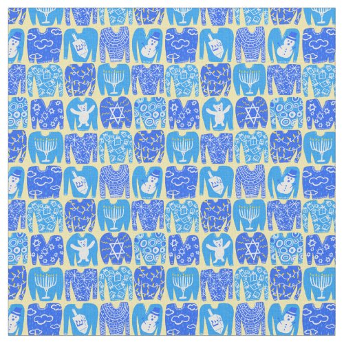 Happy Holidays Ugly Hannukah Sweater Pattern Fabric