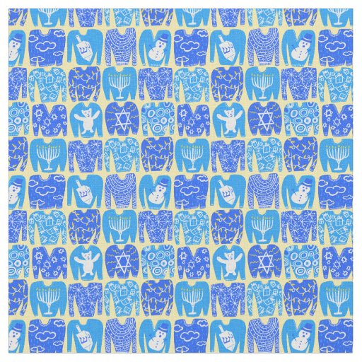Happy Holidays Ugly Hannukah Sweater Pattern Fabric