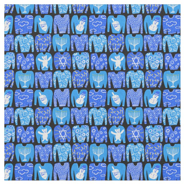 Happy Holidays Ugly Hannukah Sweater Pattern Fabric (Close Up)
