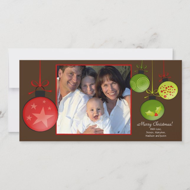 Happy Holidays Unique Christmas Oraments Photo Car Holiday Card (Front)