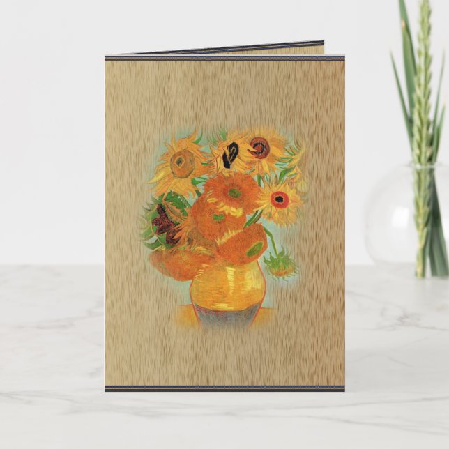 Happy holidays Vase with twelve Sunflowers Holiday Card (Front)