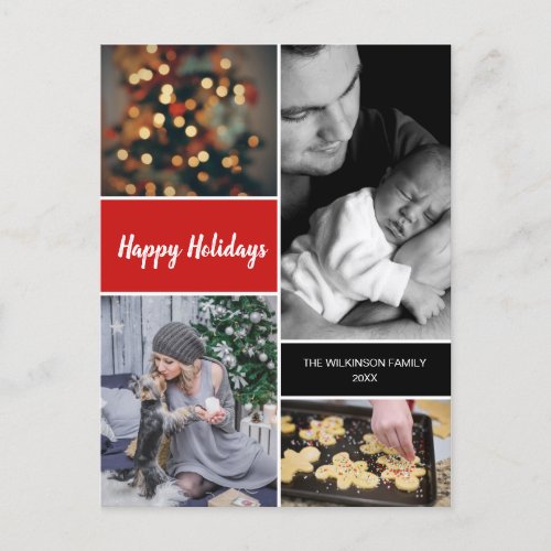 Happy Holidays Vertical Christmas Photo Collage Holiday Postcard