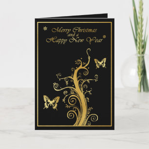 Happy Holidays - Vine & Butterfly II Holiday Card