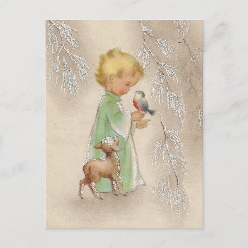 HAPPY HOLIDAYS  Vintage Christmas Angel Postcard