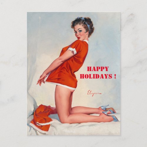 Happy Holidays  Vintage Christmas Pin Up   Postcard