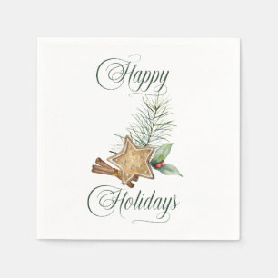 Happy Holidays Vintage Farmhouse Style Christmas Napkins