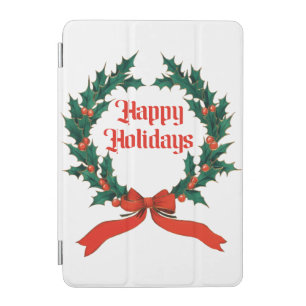 Happy Holidays Vintage Holly Christmas Wreath iPad Mini Cover