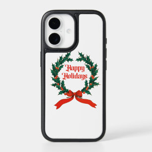 Happy Holidays Vintage Holly Christmas Wreath iPhone 17 Case
