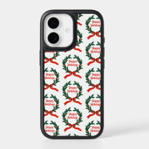 Happy Holidays Vintage Holly Christmas Wreath iPhone 17 Case