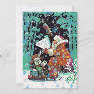 HAPPY HOLIDAYS   Vintage Looking At Stars Santa