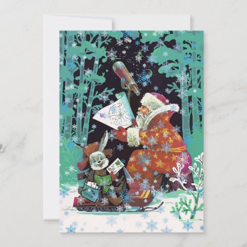 HAPPY HOLIDAYS  Vintage Looking At Stars Santa