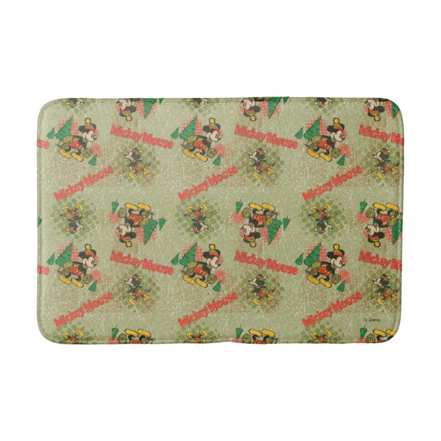 Happy Holidays | Vintage Mickey Mouse Christmas Bath Mat (Front)