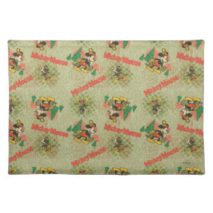 Happy Holidays Vintage Mickey Mouse Christmas Cloth Placemat
