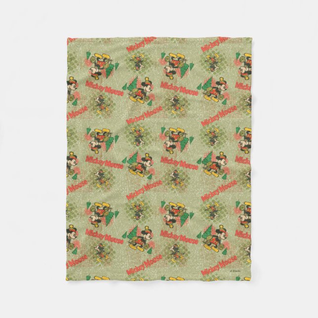 Happy Holidays | Vintage Mickey Mouse Christmas Fleece Blanket (Front)