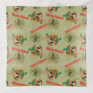 Happy Holidays Vintage Mickey Mouse Christmas Trinket Tray