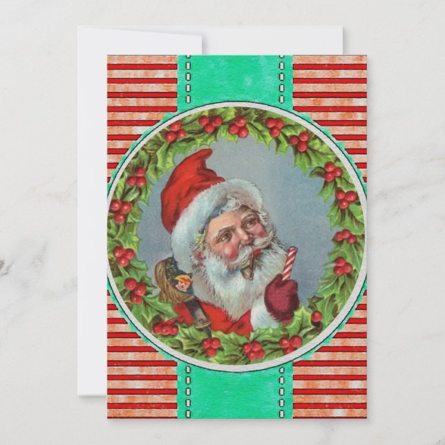 HAPPY HOLIDAYS | Vintage Santa Claus Candy Cane (Front)