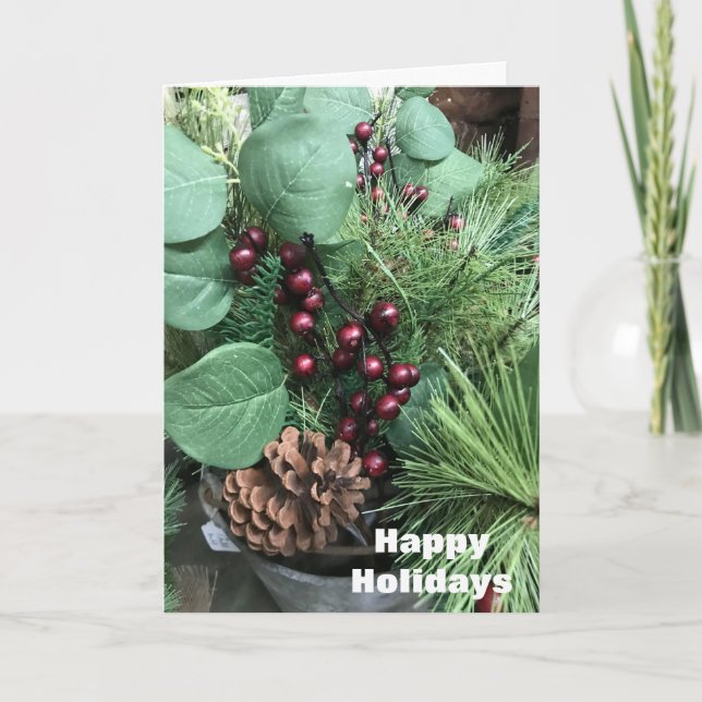 HAPPY HOLIDAYS W/ CHRISTMAS DECOR HOLIDAY CARD (Front)