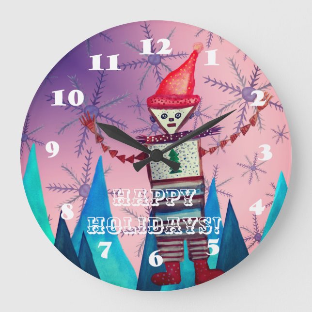 Happy Holidays Wall Clock (Front)